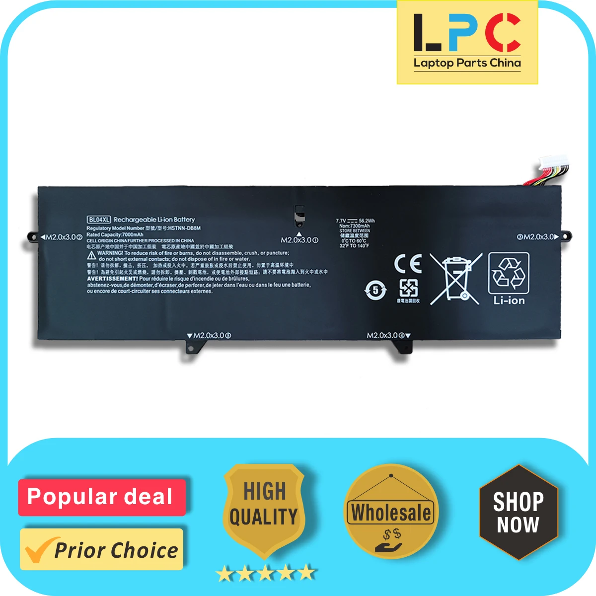 

BL04XL Laptop Battery For HP EliteBook X360 1040 G5 G6 Series New Replacement Notebook Battery HSTNN-DB8M 7.7V 56.2Wh