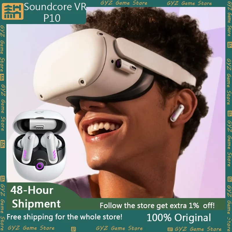 

Soundcore VR P10 Wireless Gaming Earbuds, Authorized Meta Oculus Quest 2 Accessories, 30ms Low Latency, Dual Connection Custom