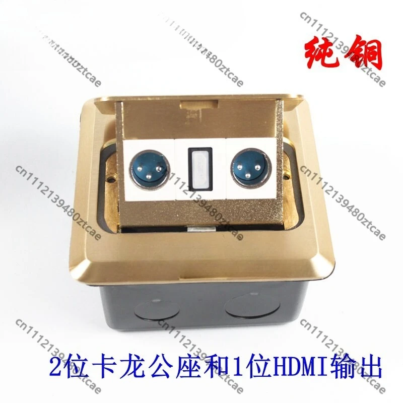 Pop Up Full Copper Floor Socket Box With Dual XLR Mic Port + HDMI Port For Stage