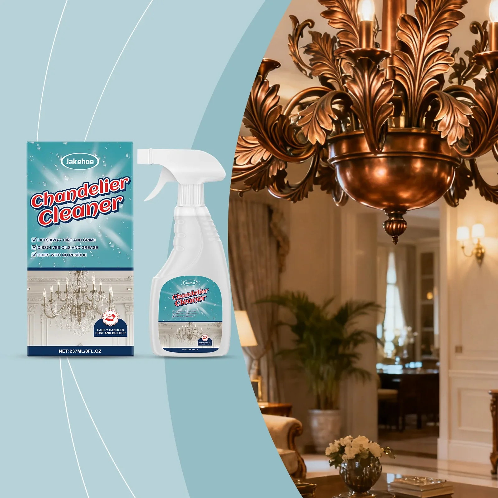 Powerful No Wipe Cleaning Spray Efficient Dust Removal Crystal Brightening Agent Chandelier Household Multi Surface Cleaner