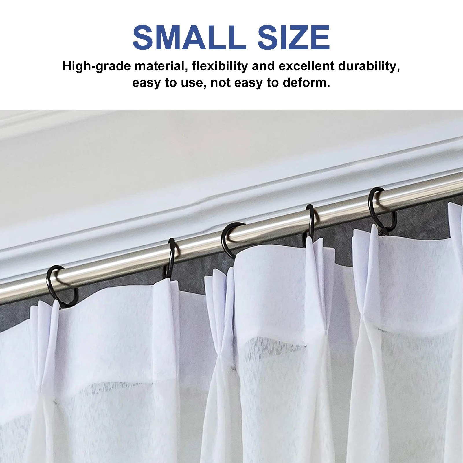 

12 Pcs Shower Curtain Rings Zinc Alloy Strong Circular Design Reduces Most Curtain Pole Rod Black Metal
