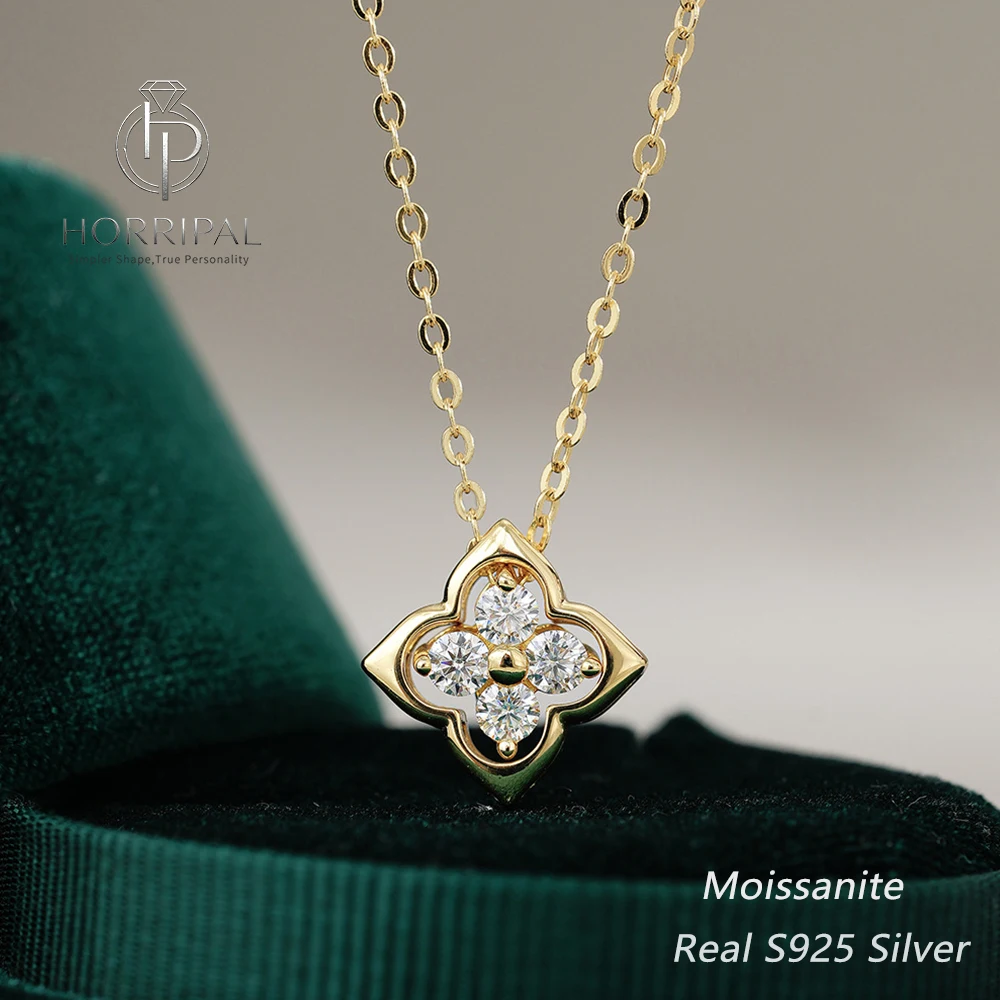 Four-Leaf Clover Moissanite Pendant Dainty Necklaces for Women S925 Silver GRA Certified Fine Jewelry Stackable Daily Wear Gift