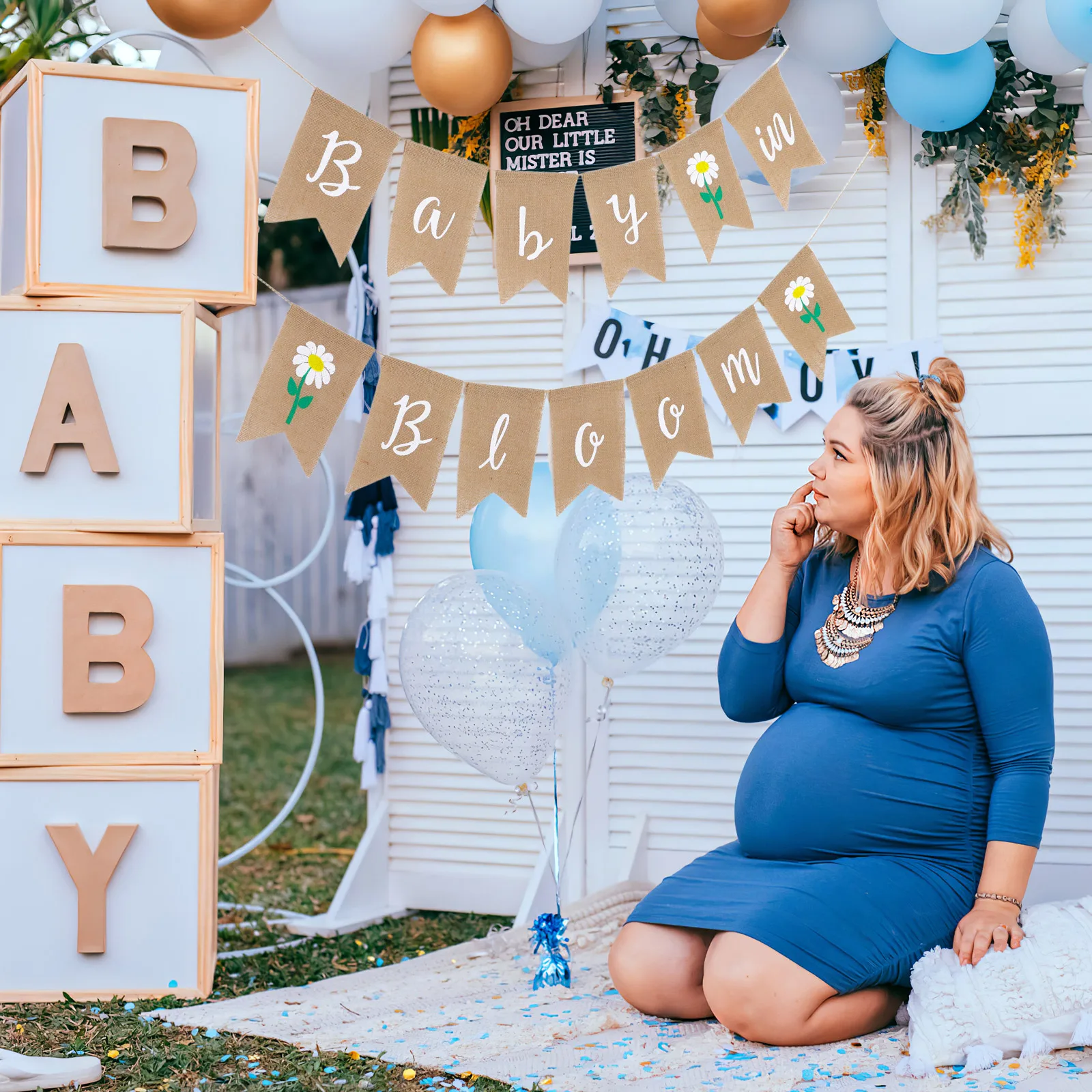 

1pc Linen Dovetail Banner Baby Birthday Decoration Bunting Flag Theme Daisy Pattern Party Pull Flag 1St Birthday