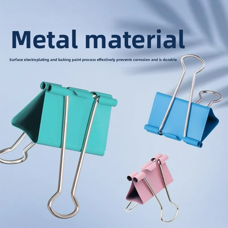 40Pcs 19mm Office Stationery Color Long Tail Clip Metal Stainless Steel Document Multi-functional Color Long Tail Ticket Clip