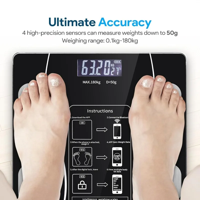 New Home Body Fat Scale for Body Management and Weight Loss Smart Bluetooth Mode USB Charging Home LCD Precision Weight Scale