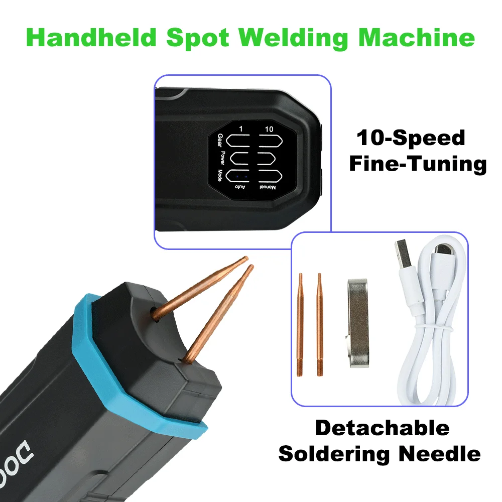 

Портативный ручной аппарат для точечной сварки для аккумулятора 18650, 10 уровней, выход 800 А с зарядкой типа C для сварки никелевых полосок своими руками