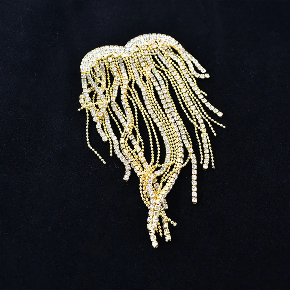 Heart Shape Flash Rhinestone Tassels Brooches for Women Weddings Party Office Brooch Pins Sweater Cardigan Accessories Gifts