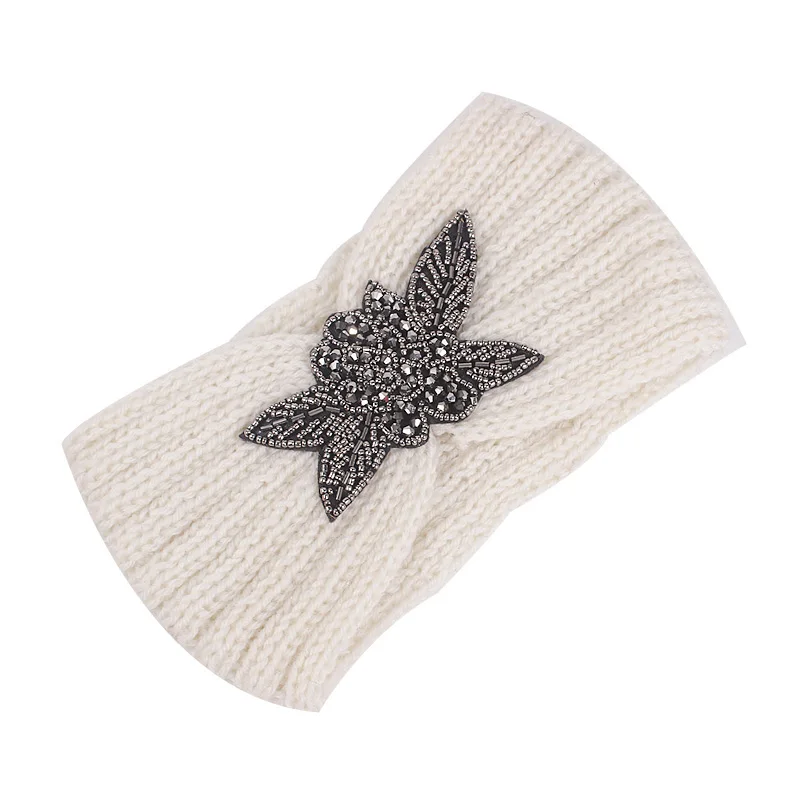 New Women Winter Warmer Ear Knitted Headband Turban Wide Crochet Bow Stretch Rhinestone Hairband Headwrap Hair Accessories