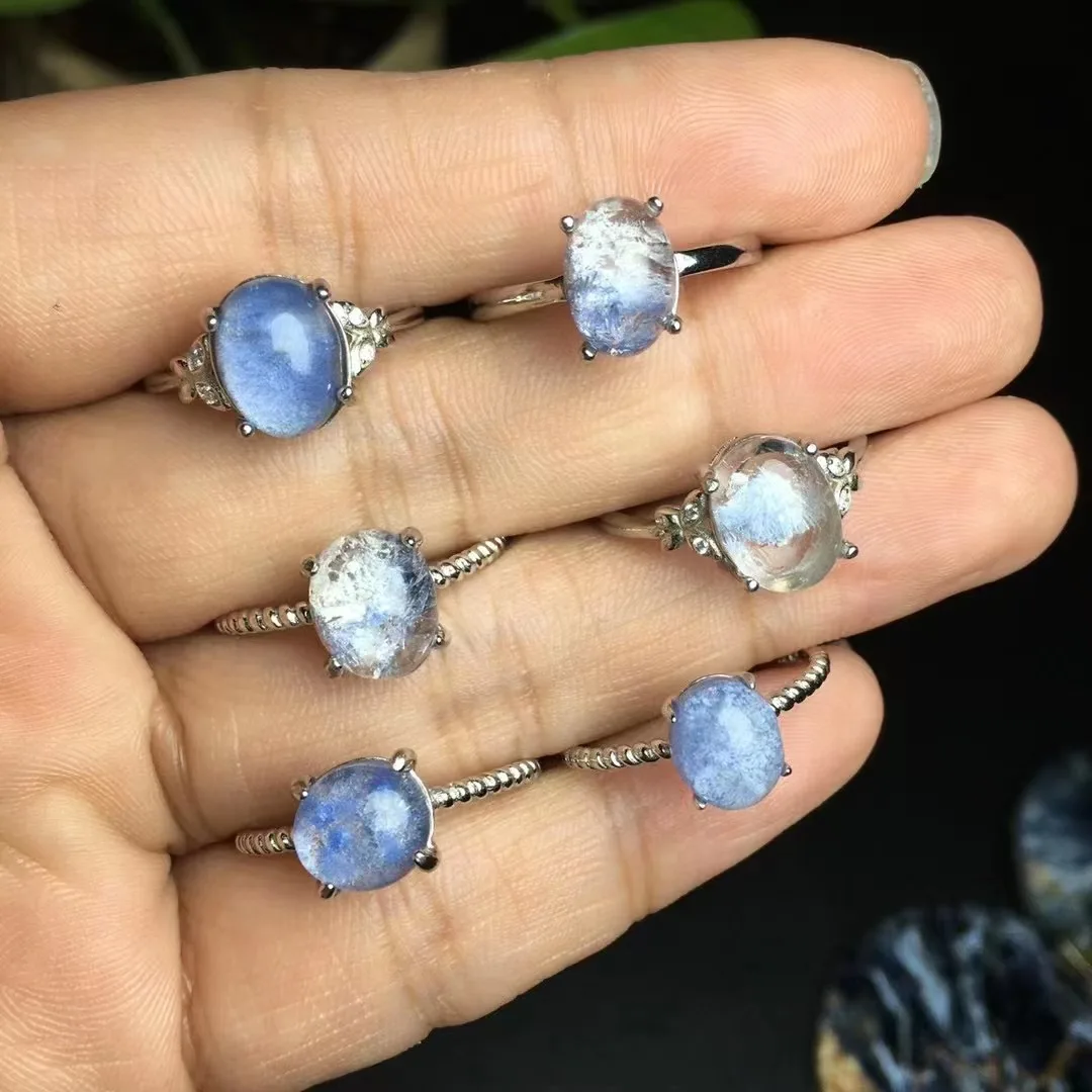 

925 Silver With Natural Blue Dumortierite Crystal Healing Finger Gemstone Jewelry For Gift