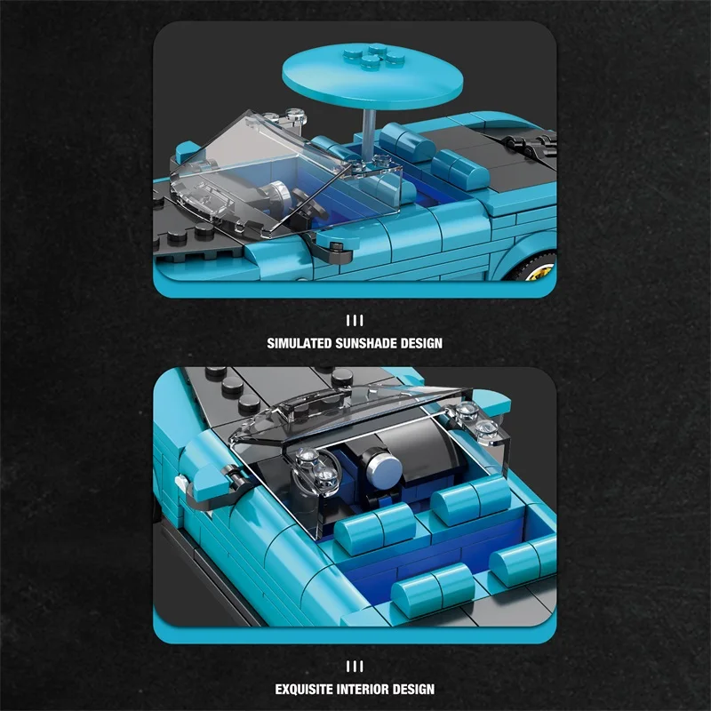 417PCS Retro Luxury Cars Model Building Blocks 1:24 Scale City Convertible Vehicle Car Model Bricks Kids DIY Toys Idea Gifts image 5