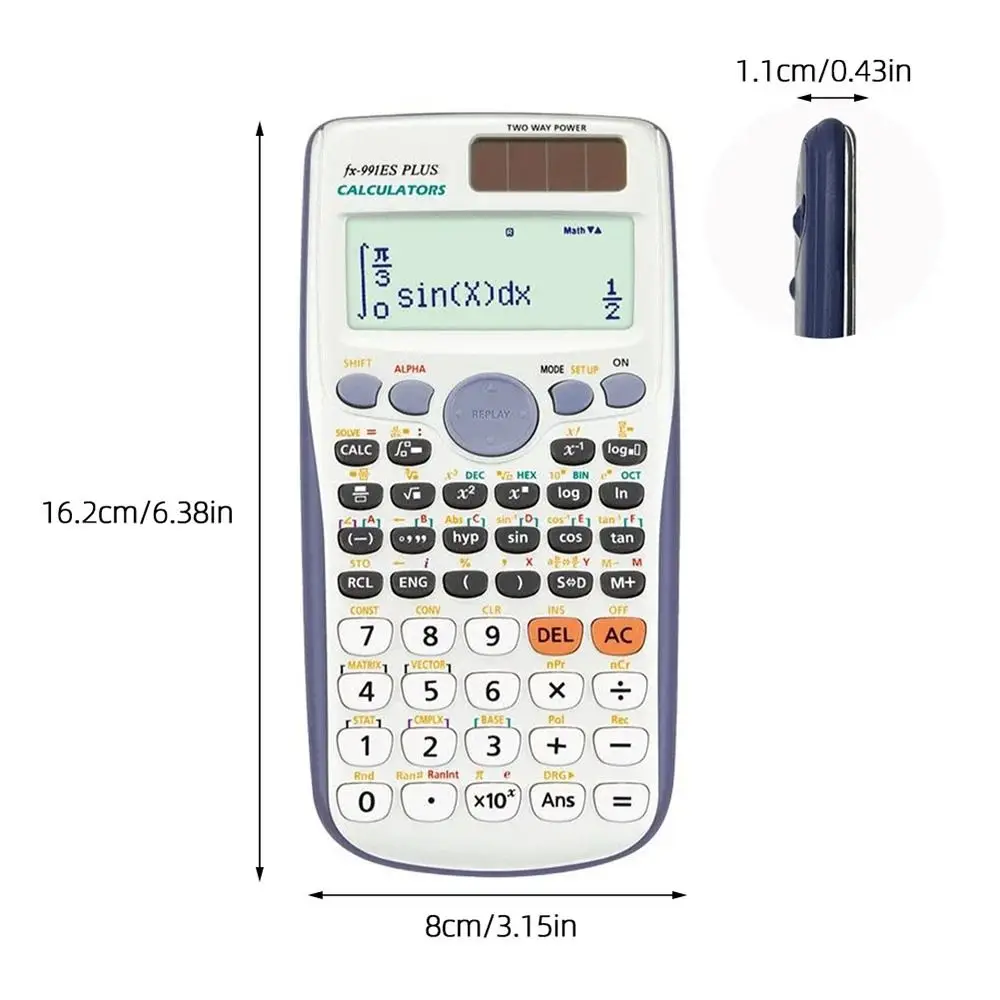 417 Functions Engineering Scientific Calculator ABS Standard Solar Function Calculator 2-Line School Office Supplies