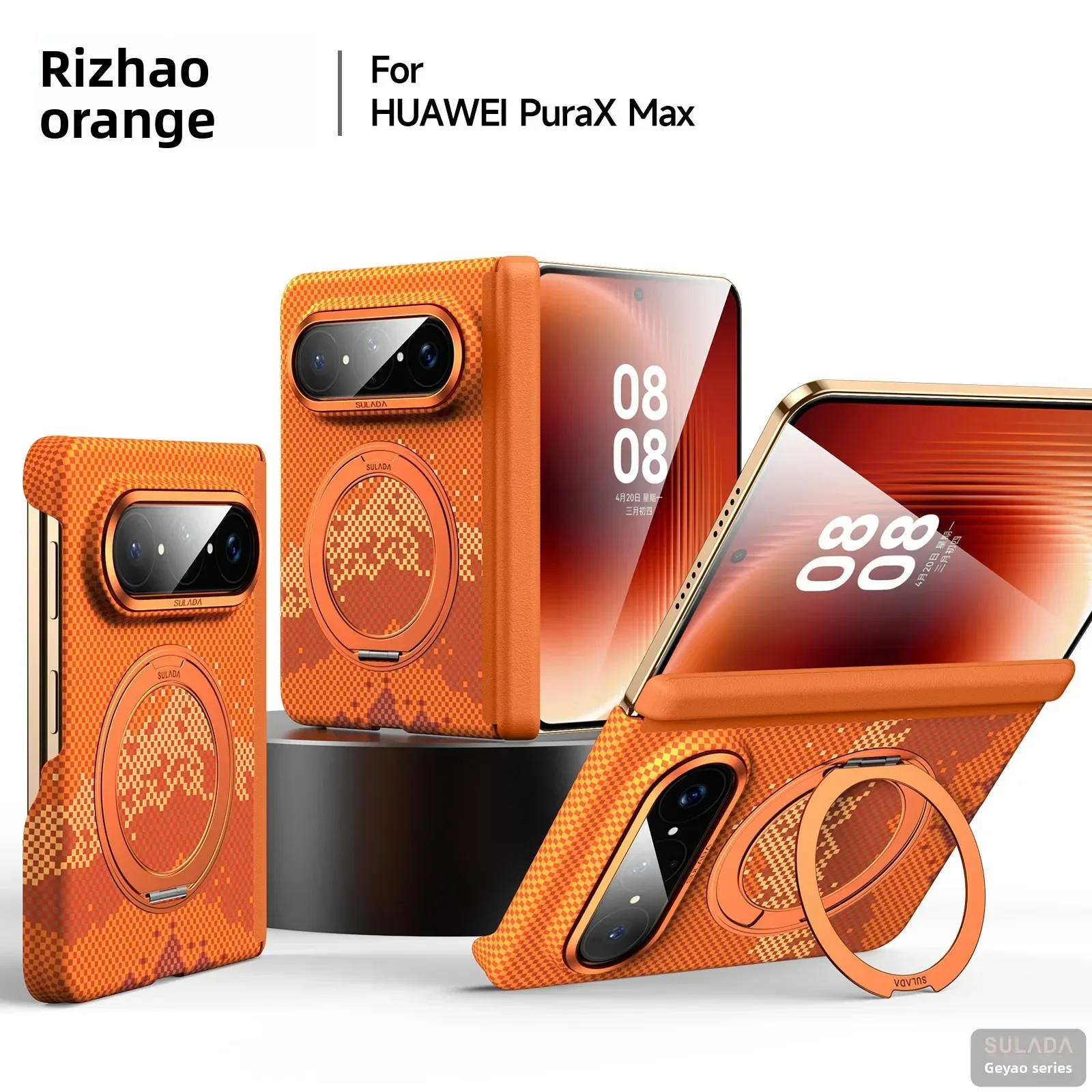 

Sulada For magsafe magnetic holder phone case for huawei pura x max Auspicious,omen Golden Sunrise Over Snowy Peaks pc hard case