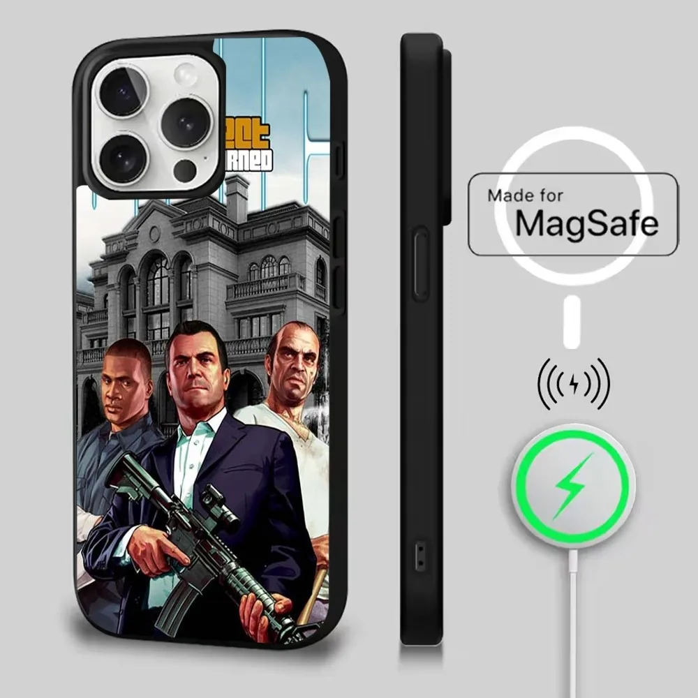 حافظة هاتف ذكي GTA Grand Theft Auto لهاتف iPhone 16,15,14,13,12,11,Pro,Max,Plus,Mini,Magsafe,حافظة شحن لاسلكية مغناطيسية
