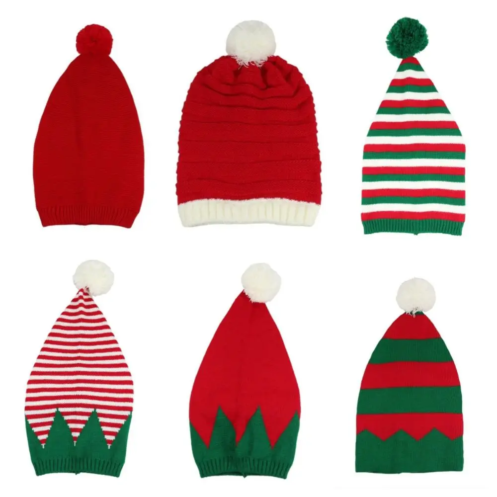 Weihnachtsmann-Weihnachtsmütze, warme Weihnachtsmütze, warme Santa-Beanie-Mütze, Wollmütze, koreanischer Stil, gestreifte Mütze, Frohes Neues Jahr – Detail 2