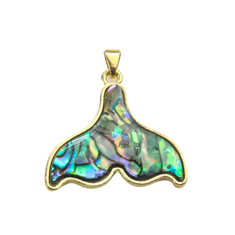 Natural Abalone Shell Fishtail Pendant Ocean Animal Whale Tail Paua DIY Necklace Earring Dangle Charms Woman Jewelry Accessories