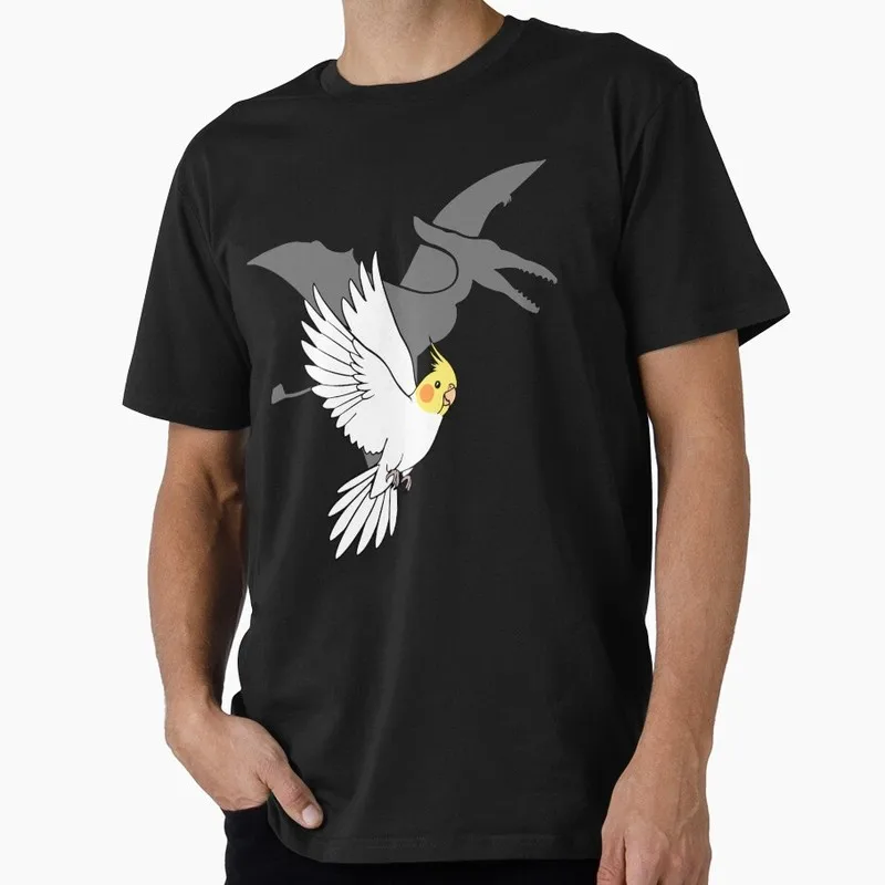 Pterodactyl Lutino Cockatiel Funny Parrot Gift T-shirt for Birds Lover Short Sleeve Graphic Clothes All Size Tops Unisex Tee