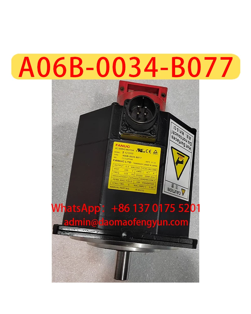 

A06B-0034-B077 Used Servo Motor，A06B 0034 B077，Fast shipping，The shipment will be arranged after passing the test