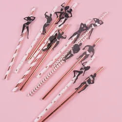 12pcs Bachelorette Naughty Straws Dancing Stripper Man woman Bridal Shower paper Straw for Hens Girls Night Wedding Decoration