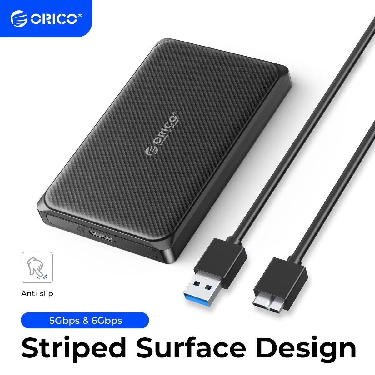 ORICO Mrico-B Caja de disco duro de 2,5 pulgadas SATA a USB3.0 Caja de disco duro externo de 5 Gbps y 6 Gbps para computadora PC PS5