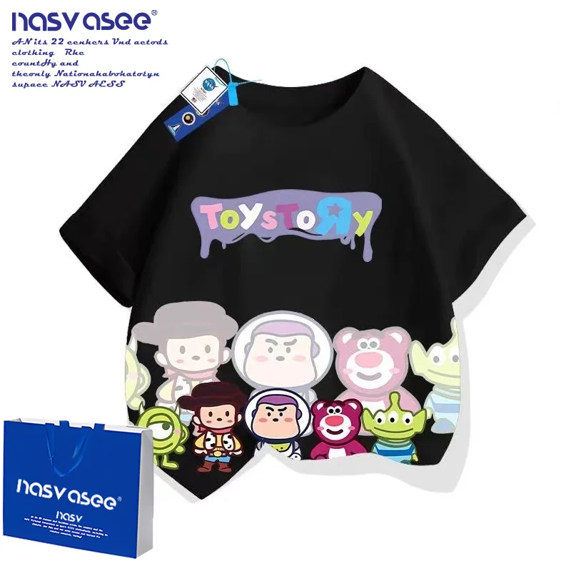 أحدث ملابس Buzz and Lightyear القطنية 100% للأولاد تي شيرتات قصيرة الاكمام من القطن الخالص موضة جديدة للصيف قمة الاتجاه للأطفال