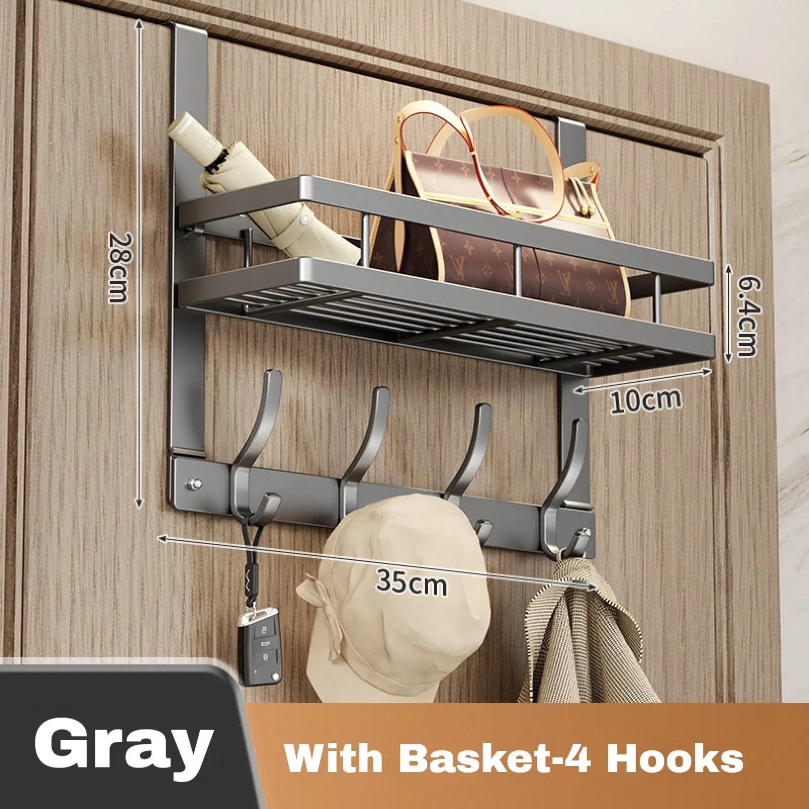 Grey 4 Hooks