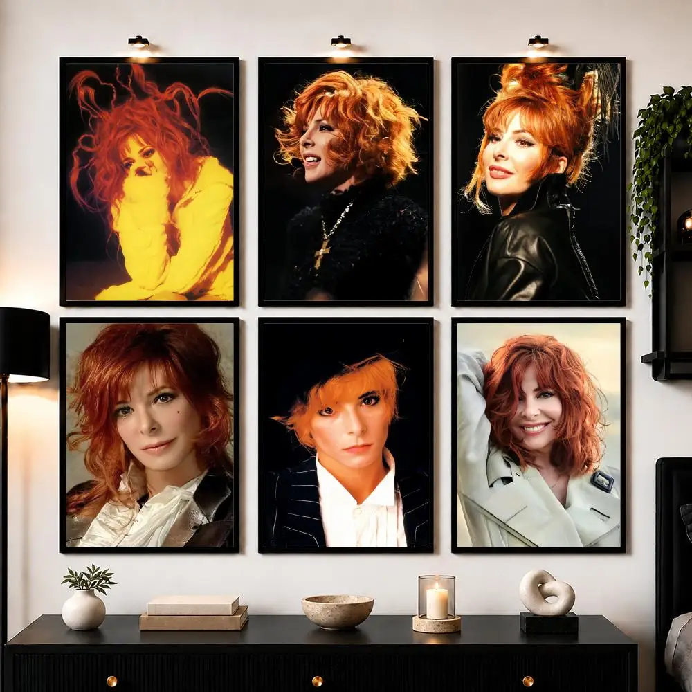 M-Mylene Farmer Singer Poster Wall Art Sticker For Living Room Bedroom Bar Home Decor Mural Painting Decoration