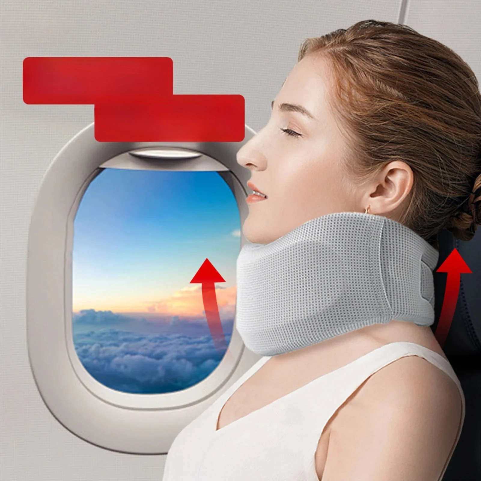 دعامة للرقبة من الإسفنج الناعم تدعم دعامات قابلة للتعديل مع غطاء بديل للسفر في المكتب والمدرسة المنزلية #5