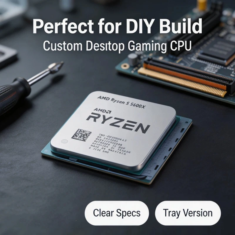 Ryzen 5 5600X Gaming Upgrade Processor 6‑Core 12‑Thread Max Boost 4.6GHz Socket AM4 Tray Version No cooler