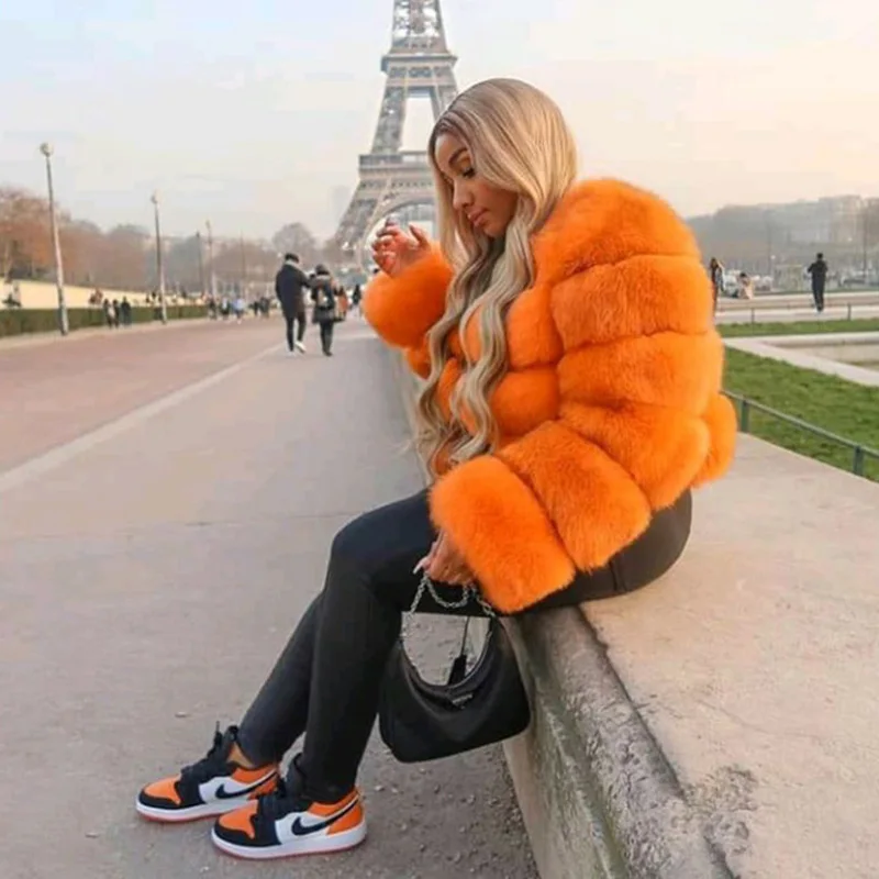 Short Fluffy Fur Winter Woman Coat Luxury Shaggy Top Coat With Hooded Fur Jacket Femme Autumn Warm Hoodies Sweatshirt 2022 New