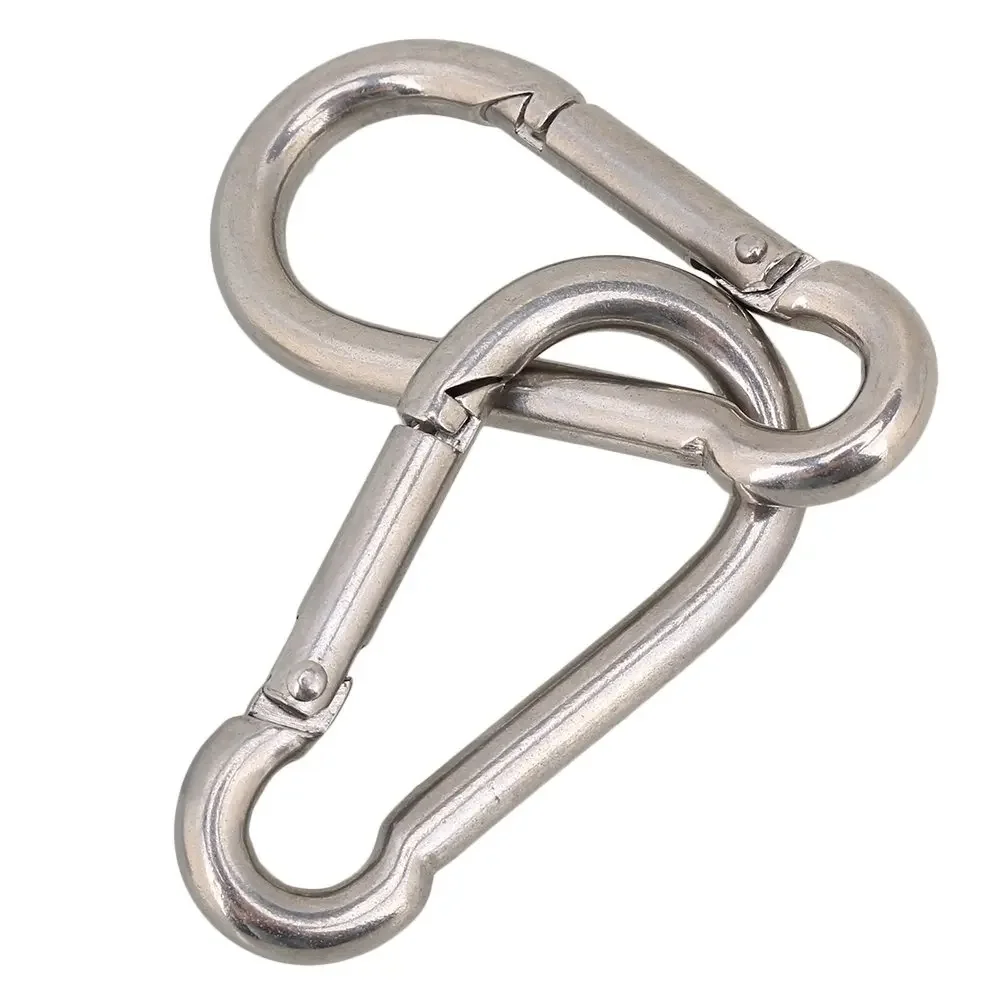 36pcs/lots 304 Stainless Steel 60mm Multifunctional  Spring Snap Carabiner Quick Link Lock Ring Hook M6