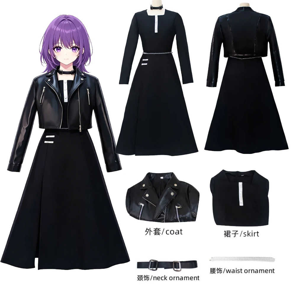 Anime Disfraz Costume Fantasia Hundred Line Shizuhara Hiruko Cosplay Leather Jacket Dress Women Halloween Performance Carnival
