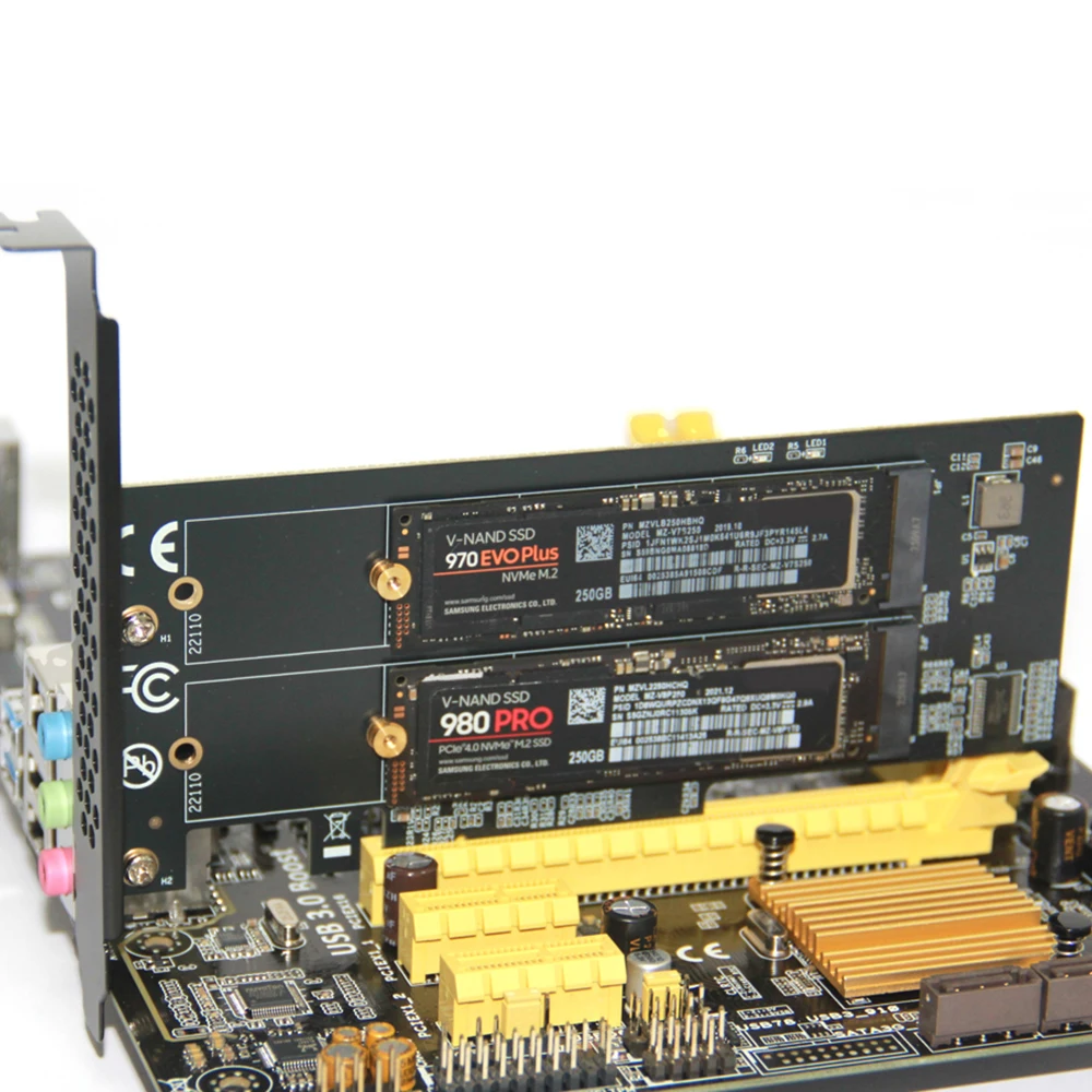 Карта расширения PCle4.0 X8–2xNVME M.2 M.2 SSD GEN4 PCIe 4.0 ПК Материнская плата X1 X4 X8 Карта расширения для 2230 2242 2260 2280