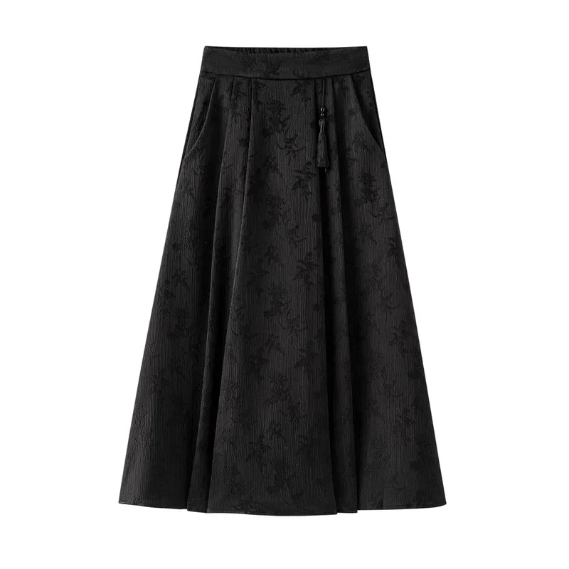 

Chinese Style Women's Skirts 2024 New Spring/summer Prints High Waist Loose Vintage Korean Skirt A-LINE Clothing Sales