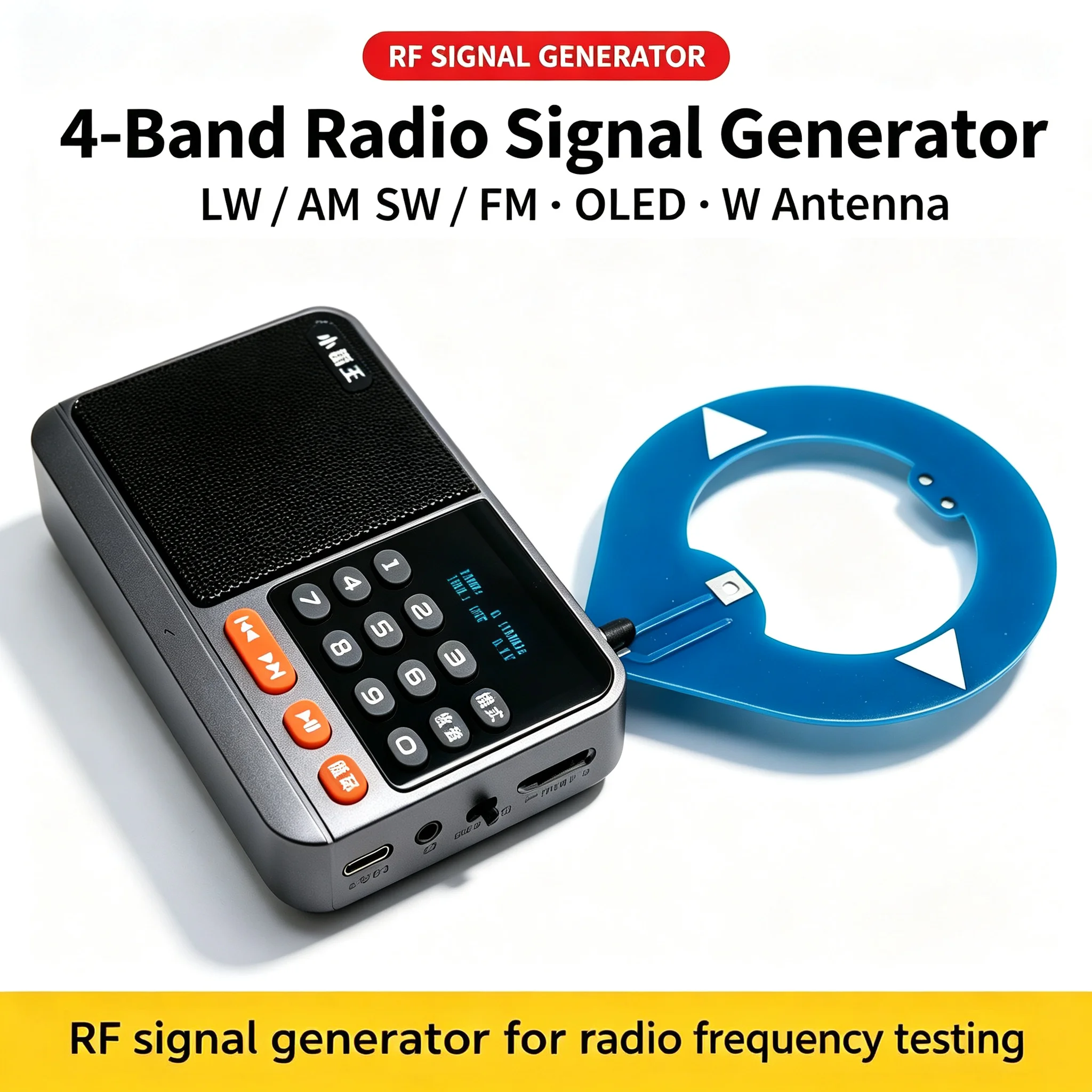 DYKB 4-Band Radio LW AM SW FM Signal Generator RF Medium Wave Short Wave Transmitter With Antenna OLED Digital Display Frequency