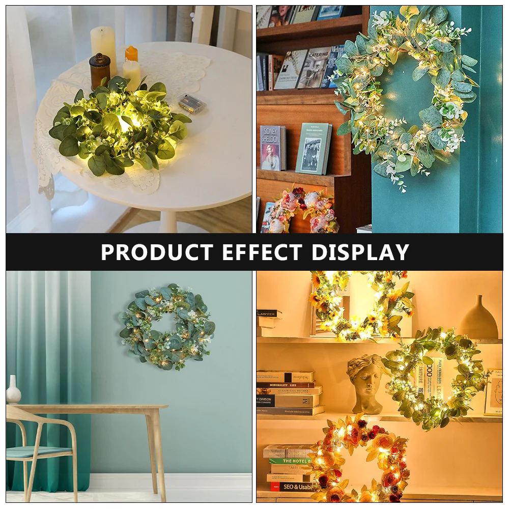 

Hanging Garland with Lamp Decorative Wreath for Wedding Event Simulation Eucalyptus Lighted Wreath Indoor Outdoor Use