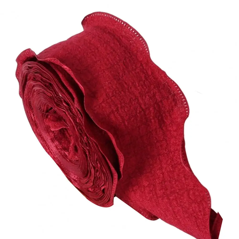 1 Roll 900x4CM Ribbon Trim Sewing Flower Bridal Bouquets Gift Box Wrapping Ruffle Edge Ribbon Solid Polyester Decorative Ribbon