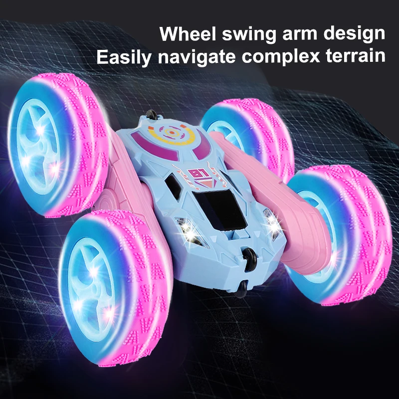 Lighting double-sided stunt car remote control car 360 degree high-speed rolling car 2.4G children's toy car RC car