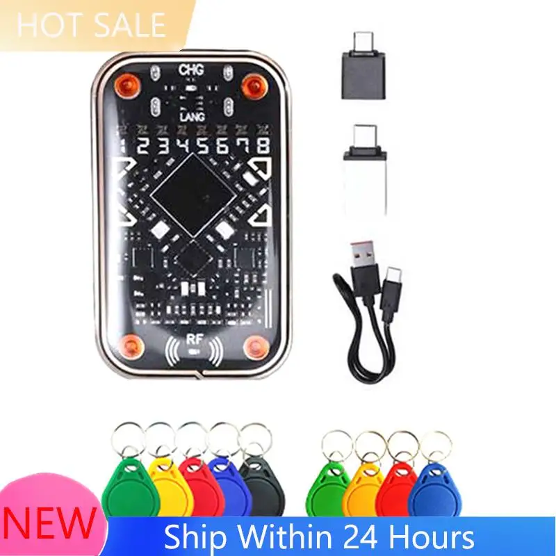 

В наличии: Устройство для чтения смарт-чипов Chameleon Ultra V2.0 RFID, дубликатор NFC + 4 брелока CUID, 5 брелоков UID, декодирование карт 125 кГц, 13,56 МГц, RFID-считыватель.