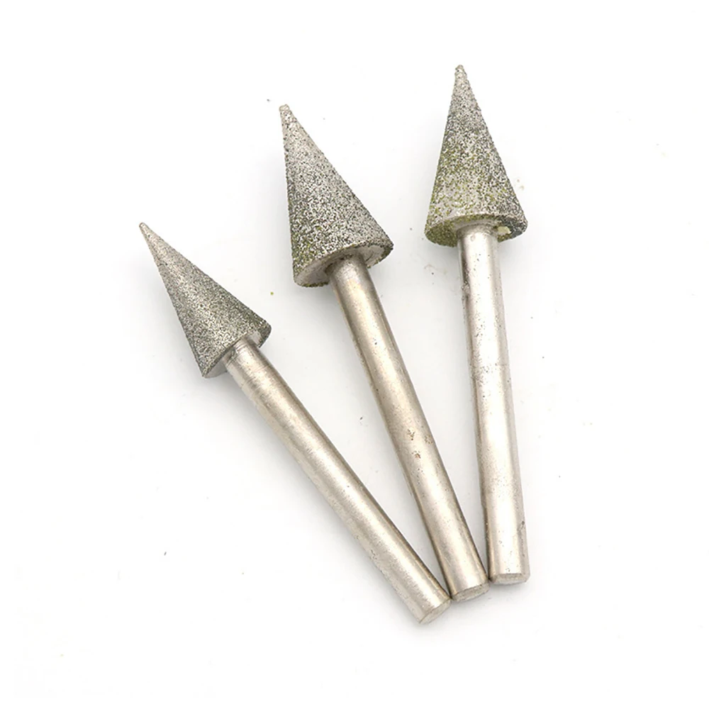 1pc 6-15mm Umbrella Diamond Grinding Head 6mm Shank Pointed Needle Grinding Rod For Stone Jade Engraving Polishing Abrasive Tool