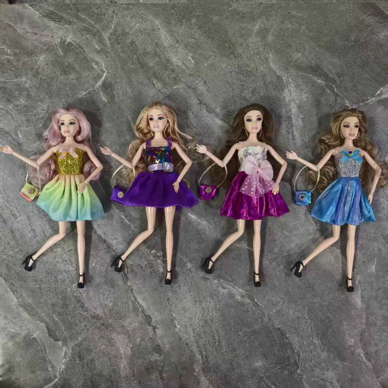 Sweet Dreamy Pink/Purple Sequinned Cake Princess Dress Fashion Evening Gown For 1/6 Babi Xianxian Supermodel Doll Clothes Parts view 6