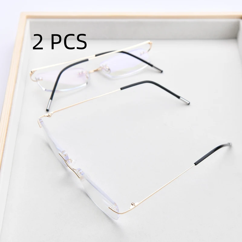 2PCS Anzug Luxus Rahmenlose Schneiden Lesebrille Männer Business Randlose Brillen Frauen Ultra-licht Presbyopie Brillen – Detail 7