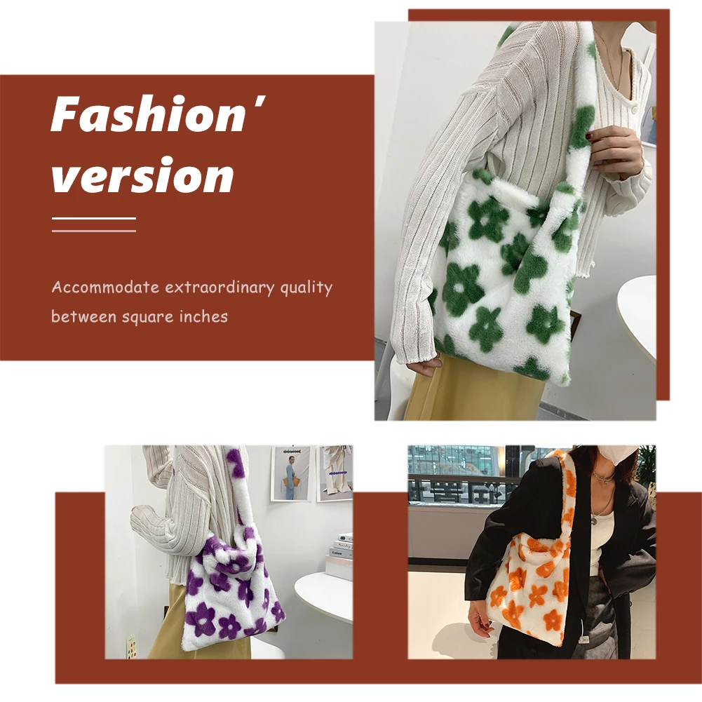

Fashion Women Handbag Cute Plush Handbags Totes for Autumn Winter Large Capacity