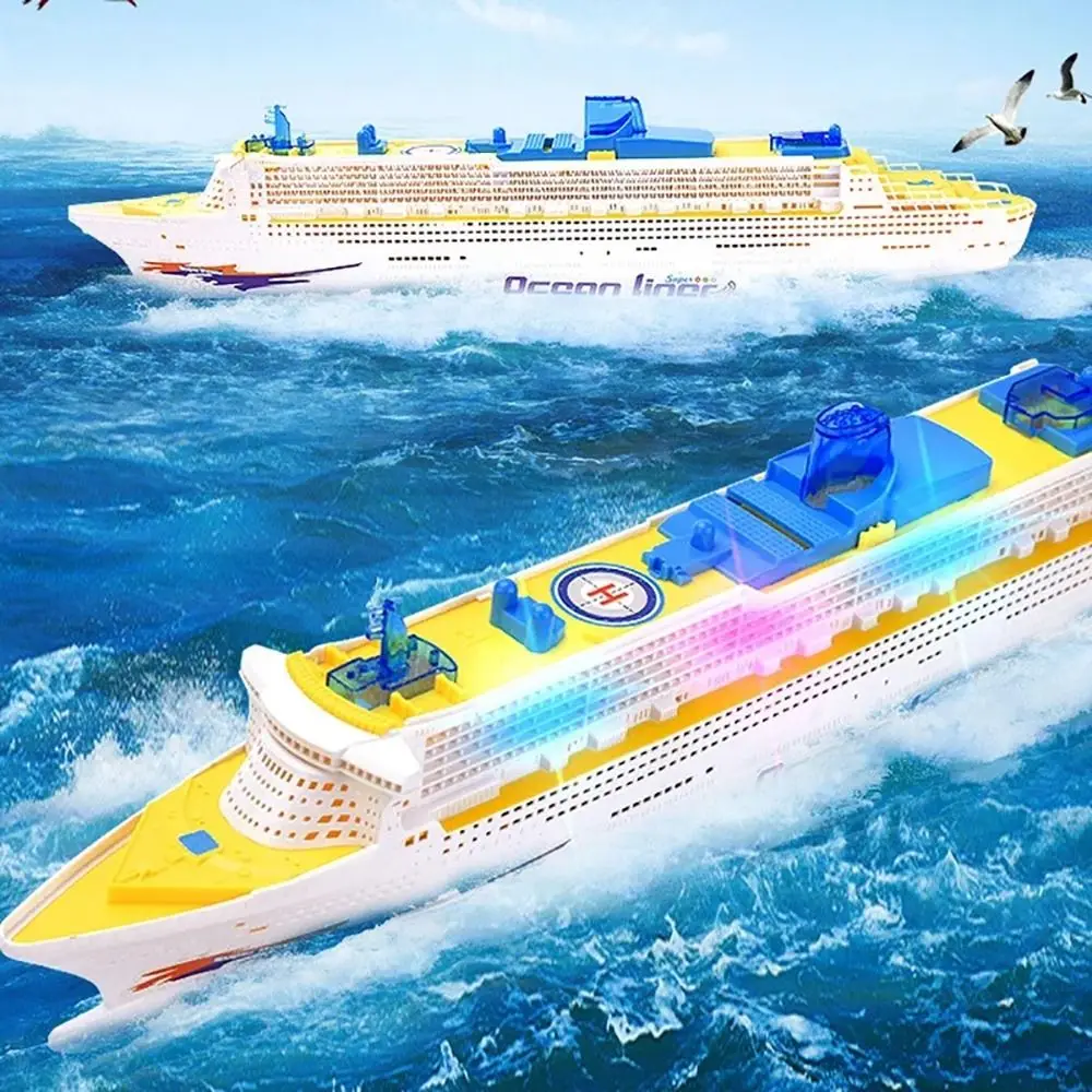 Gift Flashing Light Electric Ship Toy Automatic Steering Realistic Electric Boat Toy LED Light Sound Kid Nautical Toy