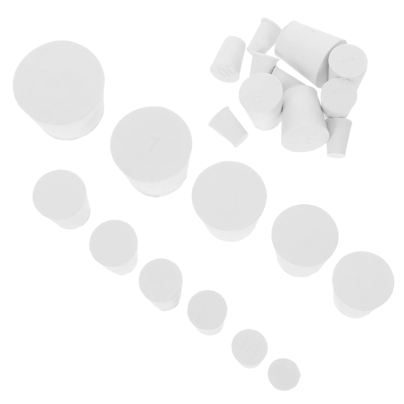 

22pcs Rubber Stoppers Tapered Design For Lab Flask Vial Tube Chemical Resistance Soft Sealing Solution Teaching Equipment
