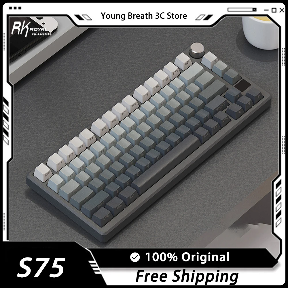 

Rk S75 Mechanical Keyboard Three Mode Hot Swap Wireless Bluetooth Gasket Portable PC Accessories Mechanical Keyboard Office Game