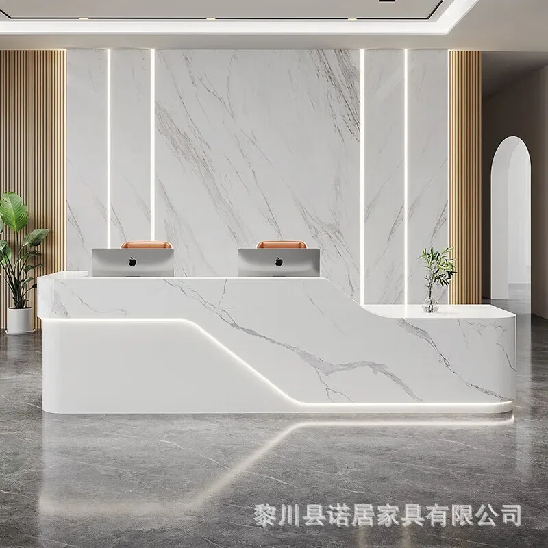 for Custom Creative Painted White Reception Desk Simple Fashion Special Shaped Front Desk Project Cross Border Foreign Trade