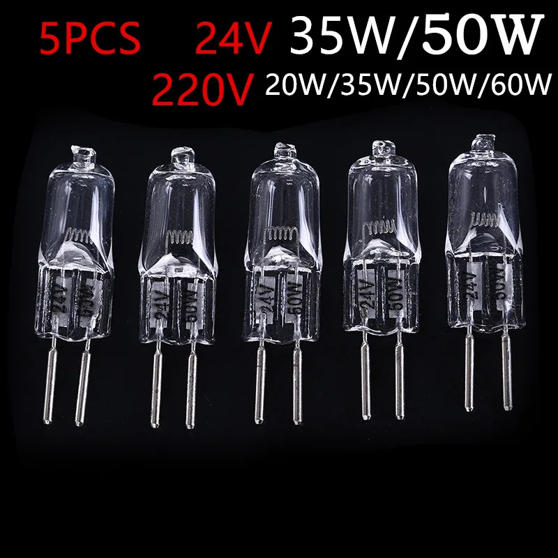 5pcs 24V/220V 20W~60W 2900K Machine Work Lights Beads G5.3 Halogen Bulb Dedicated Lathe Tool Machine Work Lamp Warm White Clear