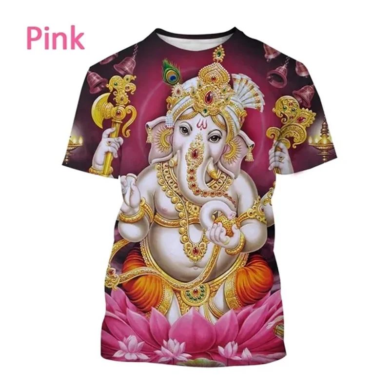 Newest Hot Sale Indian Myth Ganesha 3D Printed T-shirt Men\'s Summer O-neck T Shirt Casual Hindu Elephant Print Short Sleeve Tops