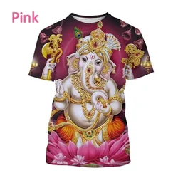 Newest Hot Sale Indian Myth Ganesha 3D Printed T-shirt Men's Summer O-neck T Shirt Casual Hindu Elephant Print Short Sleeve Tops