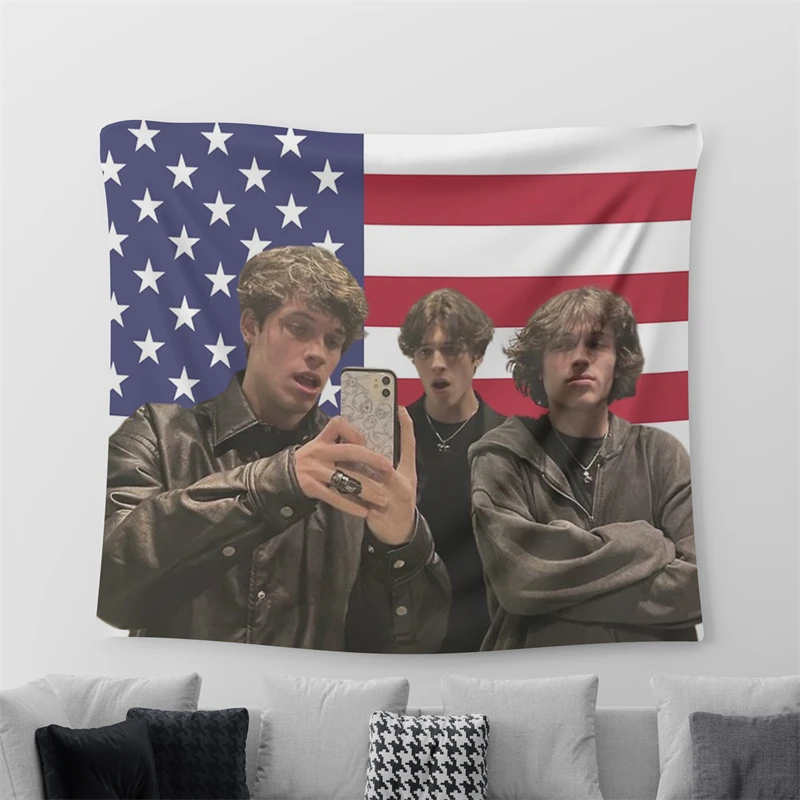 Gaslight-Girlboss Sturniolo Triplets American Flag Tapeçaria, Wall Hanging Art para Quarto, Living Room Decoration